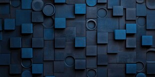 蓝色几何方块圆圈背景图