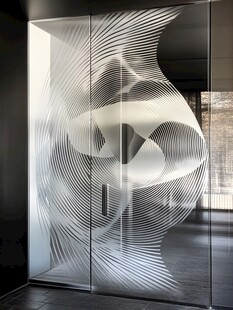 抽象线条玻璃艺术装置