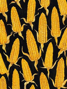 手绘金黄玉米无缝图案