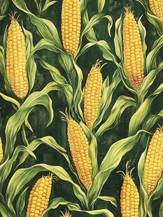 金黄玉米叶间的丰收景象