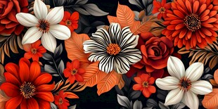 多彩花卉图案装饰背景图