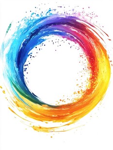 彩色水彩旋转圆环图案