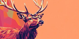多彩几何风的昂首麋鹿