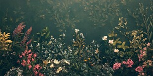 繁茂花丛绿意盎然景象