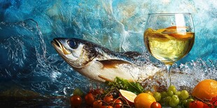 鱼与美酒鲜果的美妙组合