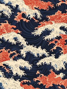 日式海浪传统花纹图案