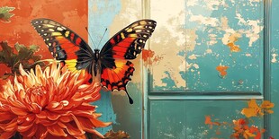 蝶栖繁花旁 复古风画面