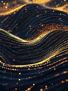 金色粒子动感波浪背景图
