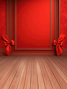 红墙木地配蝴蝶结背景