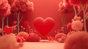 梦幻红心浪漫花海世界