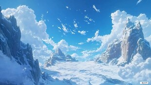 梦幻冰雪山川的壮丽景致