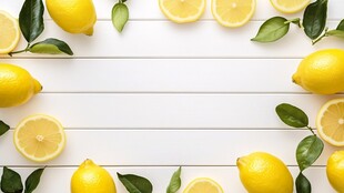 柠檬环绕的清新白色背景