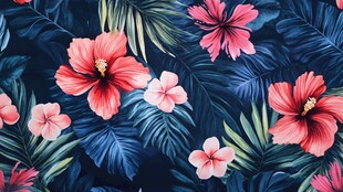 热带花卉植物图案背景