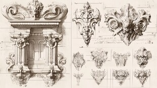古典建筑装饰雕刻设计稿