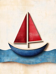 简约风帆船插画图案