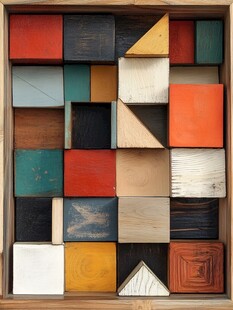 多彩积木方块的艺术组合