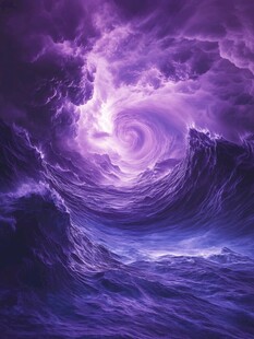 紫色风暴海浪奇幻景象
