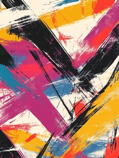 抽象多彩笔触艺术图案