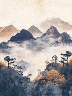水墨山川间的静谧秋景