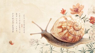 水墨风蜗牛花卉诗意画