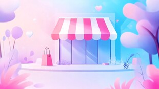 梦幻粉色系街边可爱小店