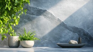 灰墙绿植营造静谧空间