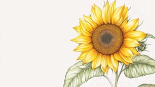 手绘向日葵花朵插画