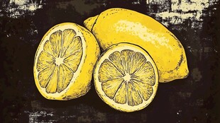 手绘柠檬 鲜黄与纹理之美