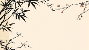 中式竹梅雅致背景图