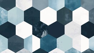 蓝白六边形拼接几何图案