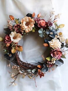 复古花卉手工编织花环