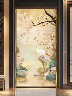 中式花鸟玄关壁画意境美