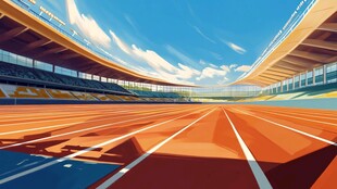 田径赛场跑道的绚丽风景