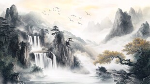 水墨山水间的自然之韵