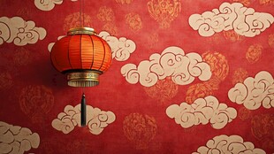 中式红墙挂饰红灯笼