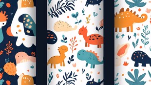 可爱恐龙植物图案设计