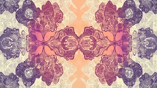 复古花卉对称图案纹理