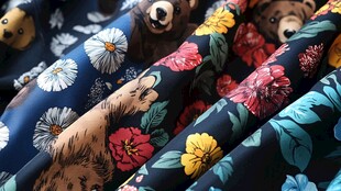 多彩印花布料 动物花卉元素