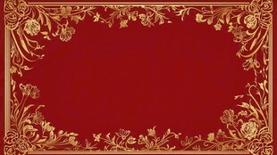 红色背景金色花纹装饰框