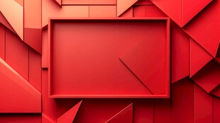 红色立体几何框架背景