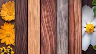 木纹花卉拼接装饰素材