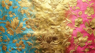 三色华丽花纹织物图案