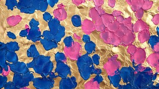 金底粉蓝抽象颜料纹理