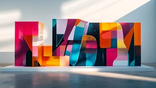 多彩立体字母艺术装置