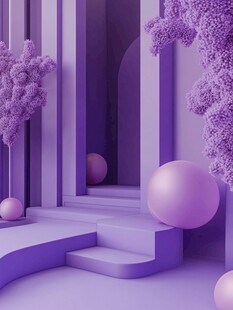 梦幻紫色几何空间场景