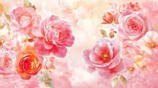 浪漫粉色花卉梦幻背景图