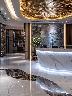 豪华大气的酒店大堂前台