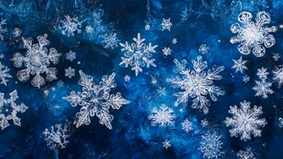 梦幻蓝底雪花唯美画面