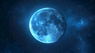 梦幻蓝色月球星空景象