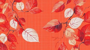 橙底红叶装饰图案